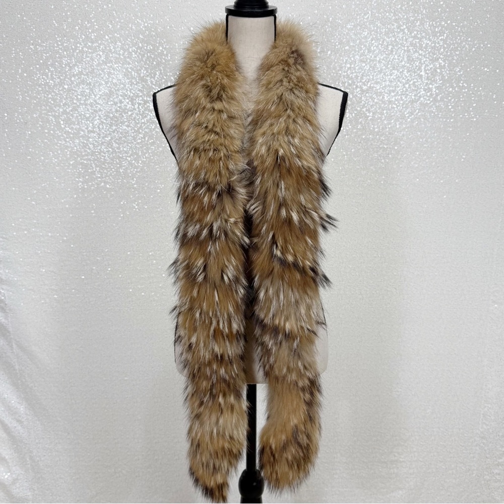 “Christian Dior Genuine Fur Stole Scarf Wrap • Tan/ black Fox Fur Scarf Boa - Picture 8 of 16